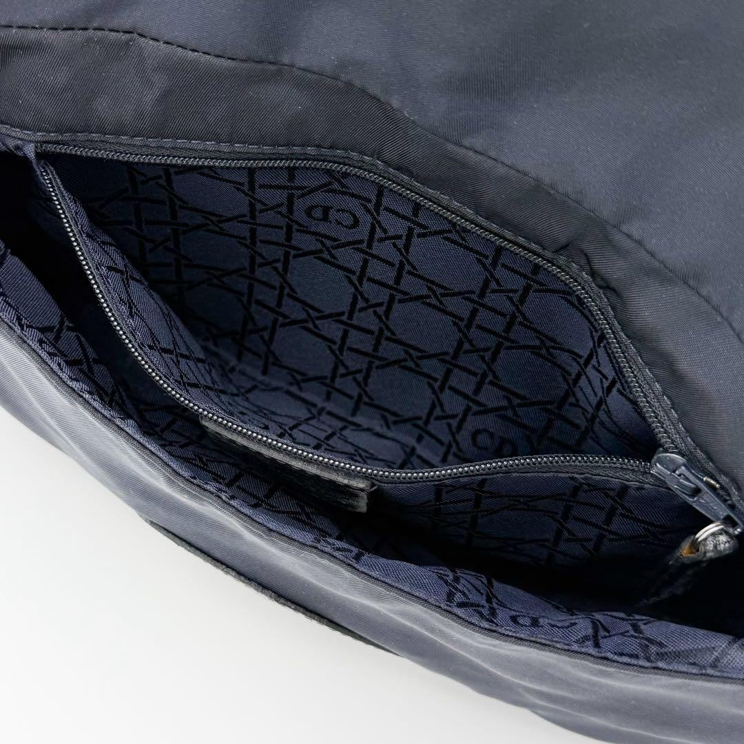 Christian Dior Shoulder Bag Purse Maris Nylon Leather Black Authentic