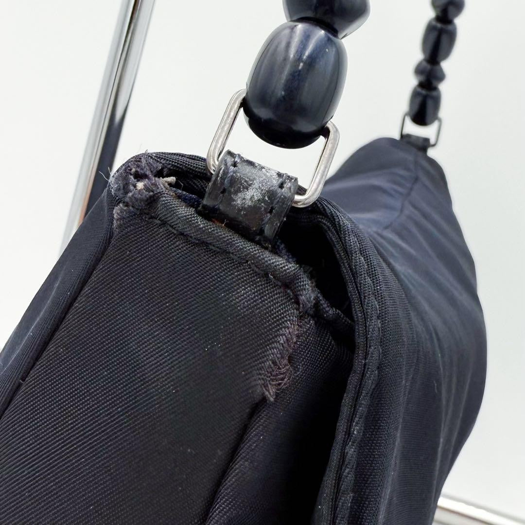 Christian Dior Shoulder Bag Purse Maris Nylon Leather Black Authentic