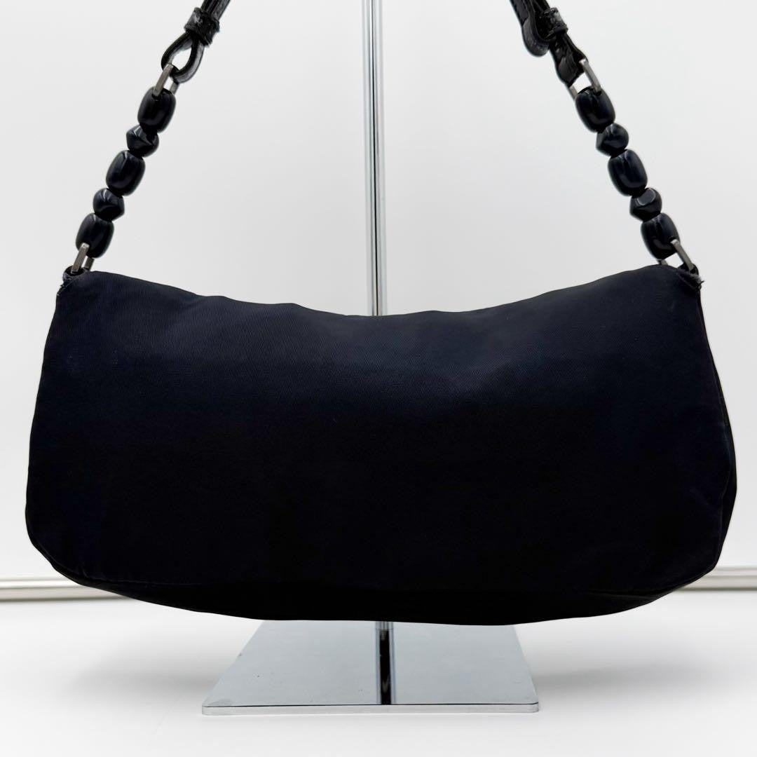 Christian Dior Shoulder Bag Purse Maris Nylon Leather Black Authentic