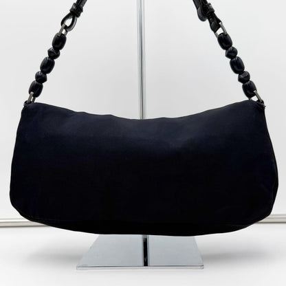 Christian Dior Shoulder Bag Purse Maris Nylon Leather Black Authentic