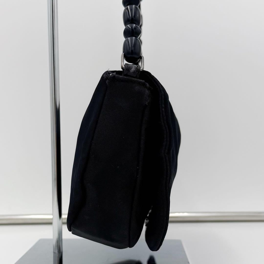 Christian Dior Shoulder Bag Purse Maris Nylon Leather Black Authentic