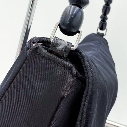 Christian Dior Shoulder Bag Purse Maris Nylon Leather Black Authentic