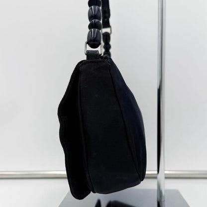 Christian Dior Shoulder Bag Purse Maris Nylon Leather Black Authentic