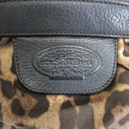 Dolce & Gabbana Hand Bag Tote Purse Mini Boston Bag Leopard Leather Black Auth