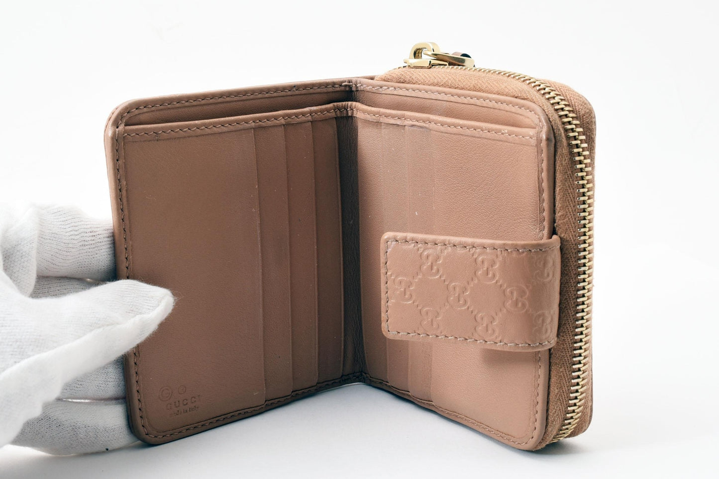 Gucci Bi-fold Wallet GG Micro Shima Flap Compact Purse Interlocking Sima Auth