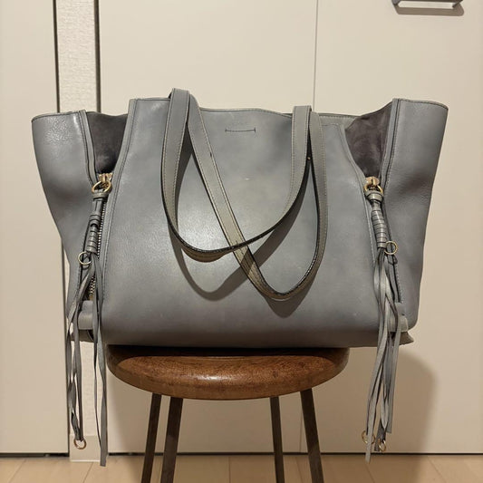 Chloe Hand Bag Tote Purse Leather Blue Authentic