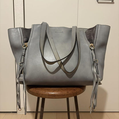 Chloe Hand Bag Tote Purse Leather Blue Authentic