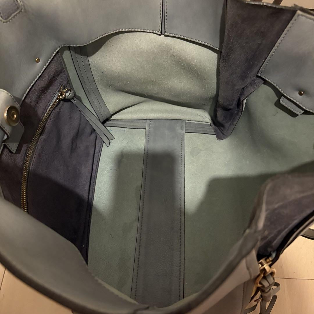 Chloe Hand Bag Tote Purse Leather Blue Authentic