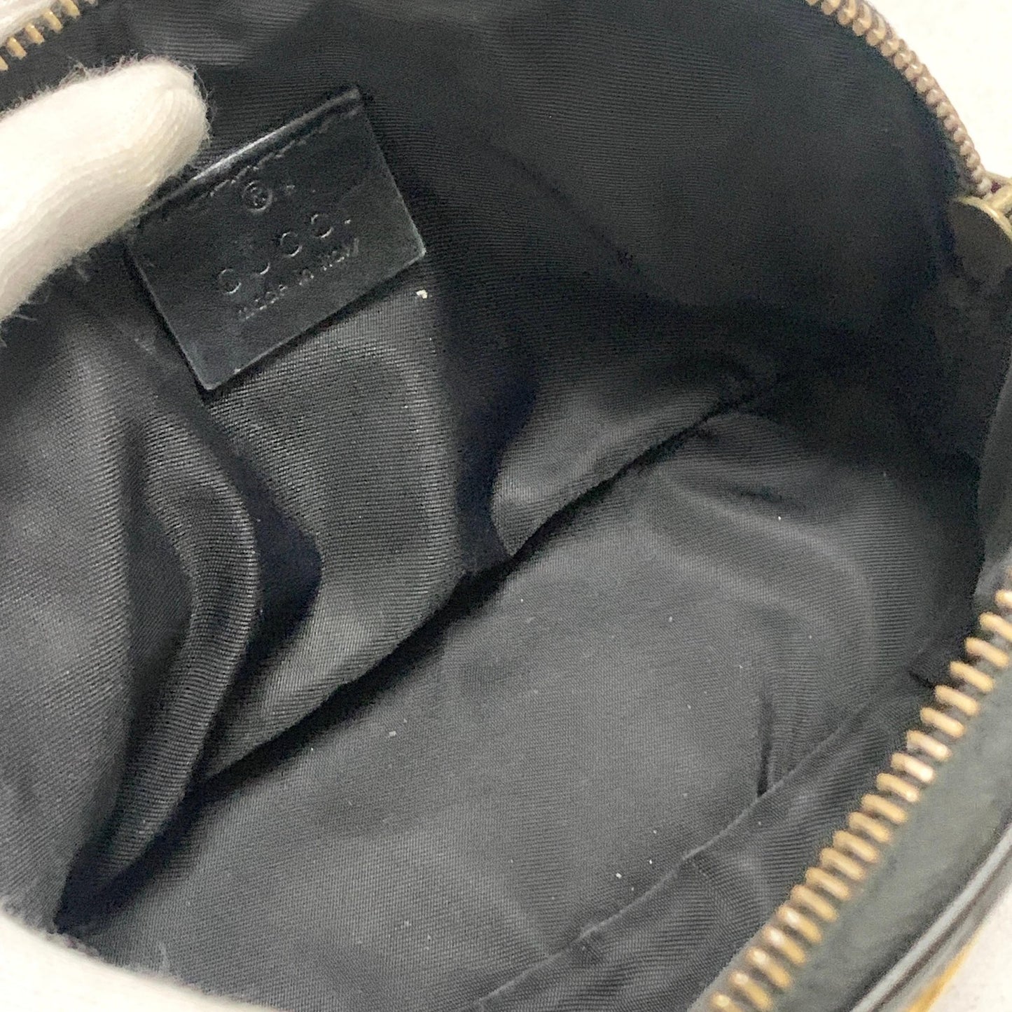 GUCCI Pouch GG Marmont Quilted Purse Cosmetic Leather Black Gold Authentic