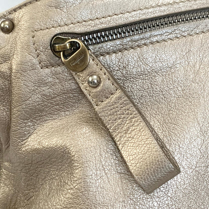 Salvatore Ferragamo Bag Sofia Gancini Shoulder Hand Tote Purse Leather Gold Auth