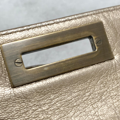 Salvatore Ferragamo Bag Sofia Gancini Shoulder Hand Tote Purse Leather Gold Auth