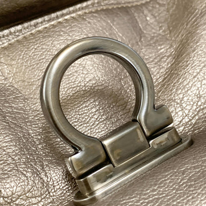 Salvatore Ferragamo Bag Sofia Gancini Shoulder Hand Tote Purse Leather Gold Auth