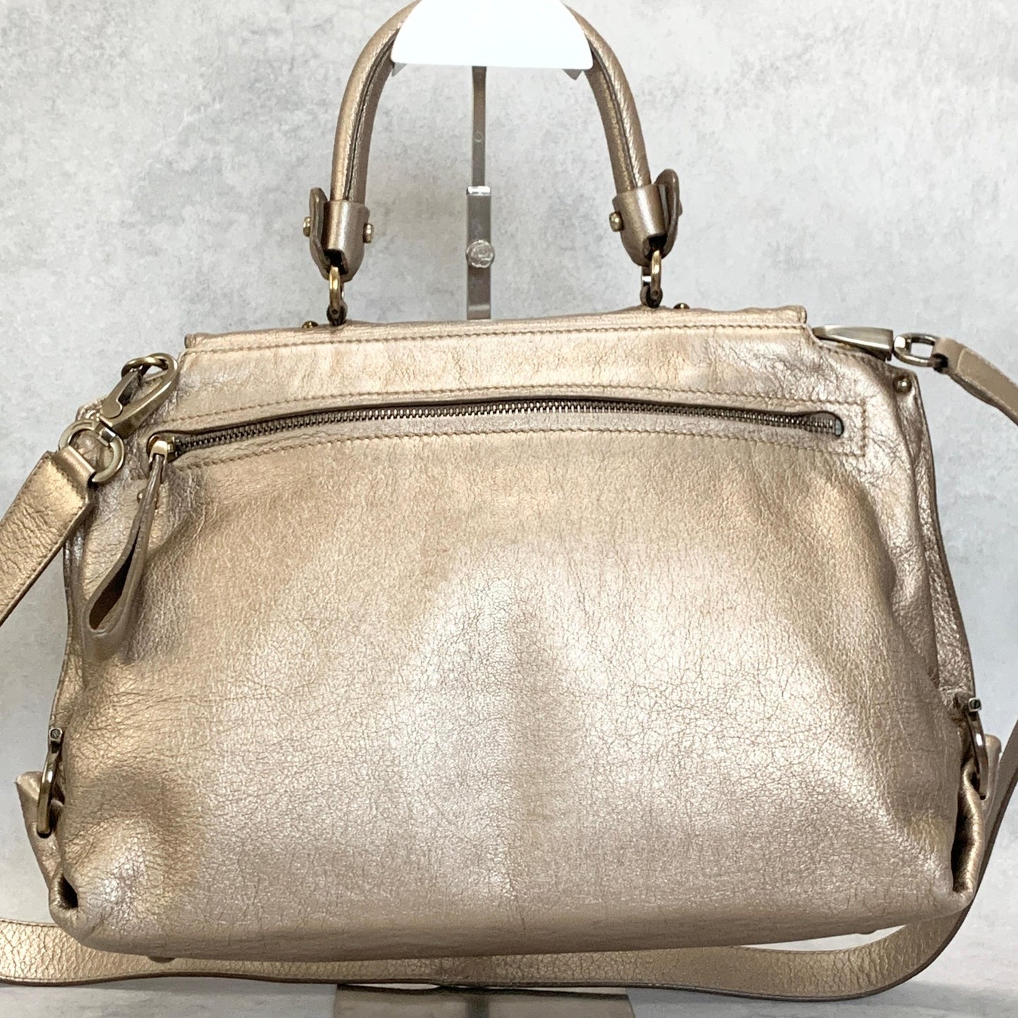 Salvatore Ferragamo Bag Sofia Gancini Shoulder Hand Tote Purse Leather Gold Auth