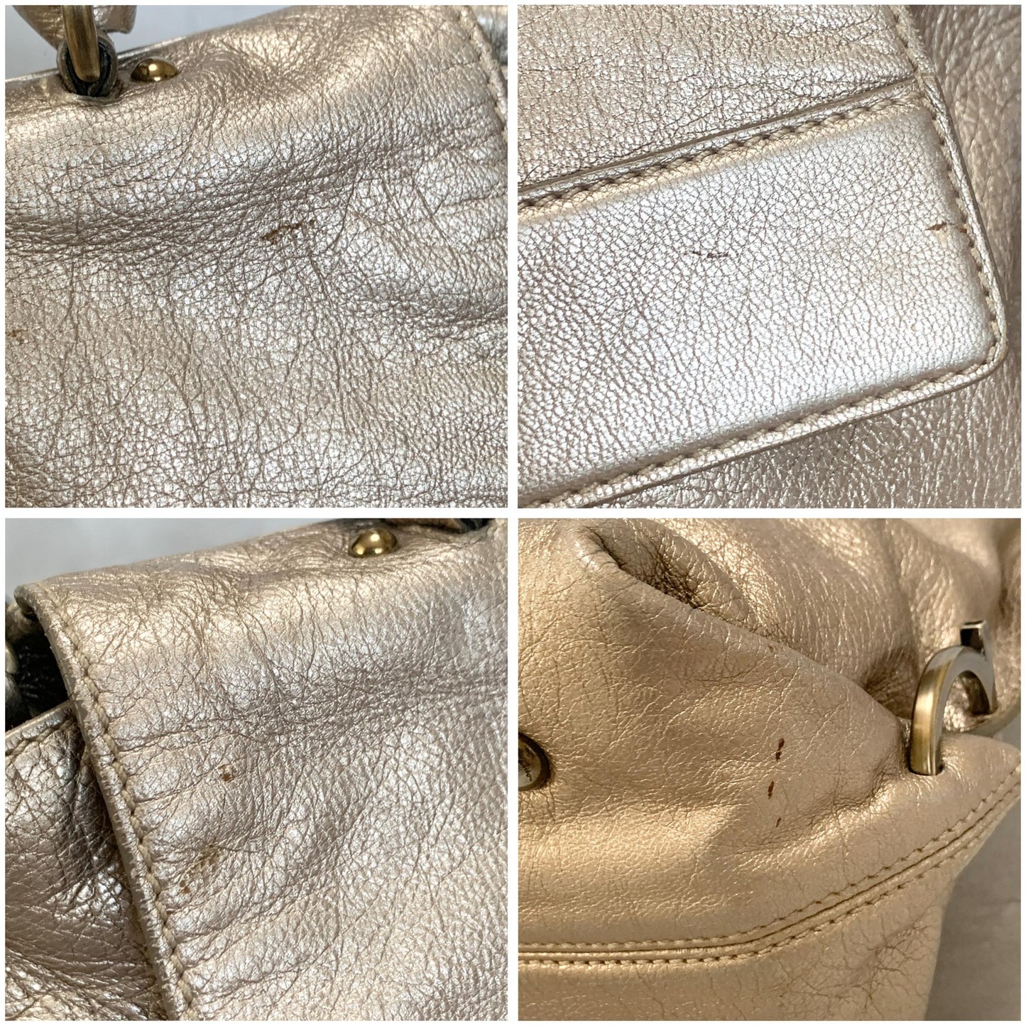 Salvatore Ferragamo Bag Sofia Gancini Shoulder Hand Tote Purse Leather Gold Auth