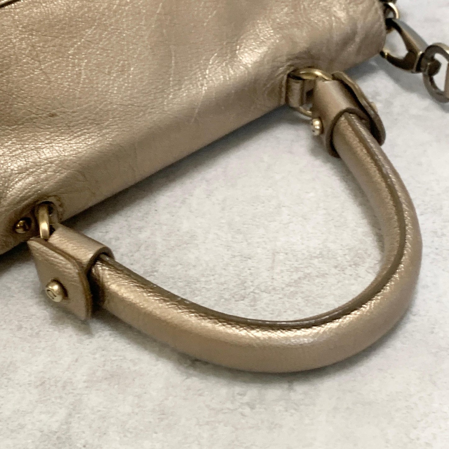 Salvatore Ferragamo Bag Sofia Gancini Shoulder Hand Tote Purse Leather Gold Auth