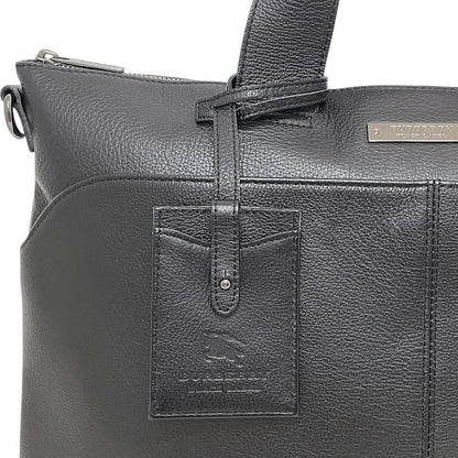 BURBERRY BLACK LABEL Business Bag Briefcase Leather Black Authentic