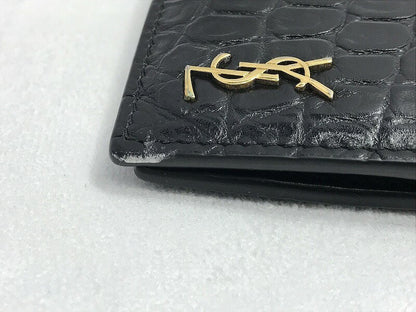 Saint Laurent Bi-fold Wallet Flap Compact Purse YSL Cassandra Black Authentic