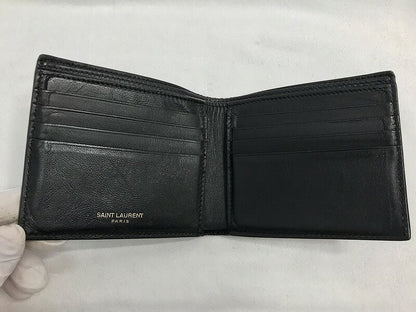 Saint Laurent Bi-fold Wallet Flap Compact Purse YSL Cassandra Black Authentic