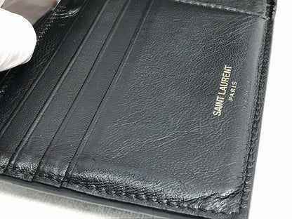 Saint Laurent Bi-fold Wallet Flap Compact Purse YSL Cassandra Black Authentic