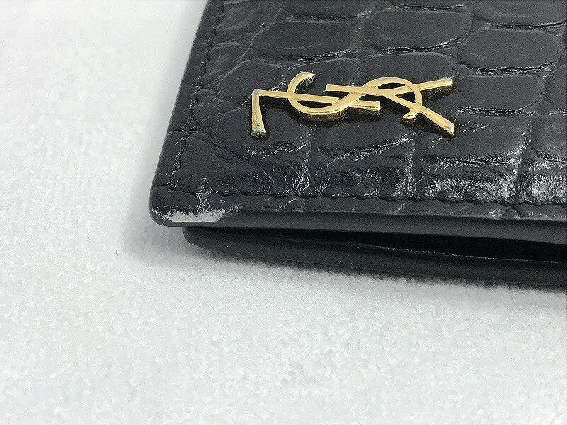 Saint Laurent Bi-fold Wallet Flap Compact Purse YSL Cassandra Black Authentic