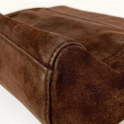 PRADA Shoulder Bag Purse Chain Suede Brown Authentic