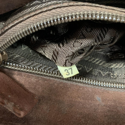 PRADA Shoulder Bag Purse Chain Suede Brown Authentic
