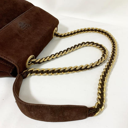 PRADA Shoulder Bag Purse Chain Suede Brown Authentic
