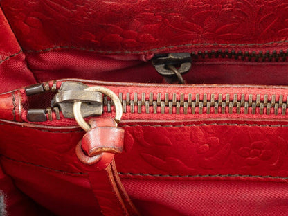 MIU MIU Hand Bag Tote Purse Leather Red Authentic