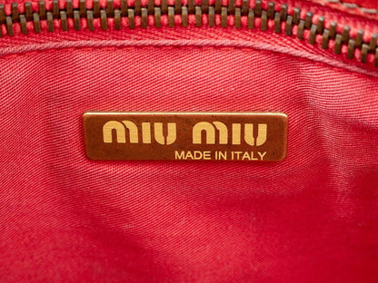 MIU MIU Hand Bag Tote Purse Leather Red Authentic
