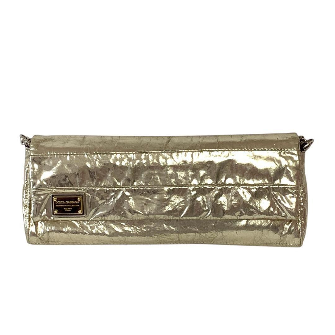 Dolce & Gabbana Shoulder Bag Purse Chain Leopard Gold Authentic