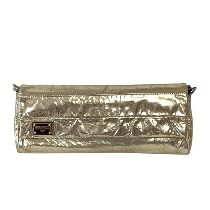 Dolce & Gabbana Shoulder Bag Purse Chain Leopard Gold Authentic