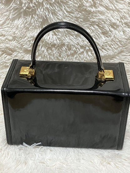 VERSACE Vanity Hand Bag Tote Purse Sunburst Black Authentic