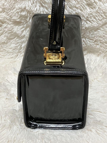 VERSACE Vanity Hand Bag Tote Purse Sunburst Black Authentic