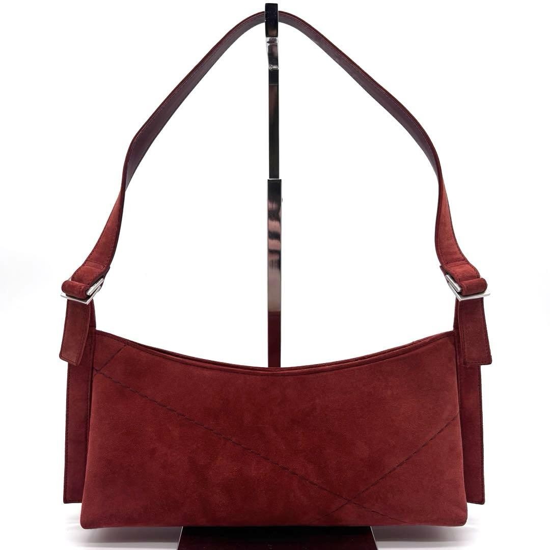 Salvatore Ferragamo Shoulder Bag Purse Suede Leather Red Authentic
