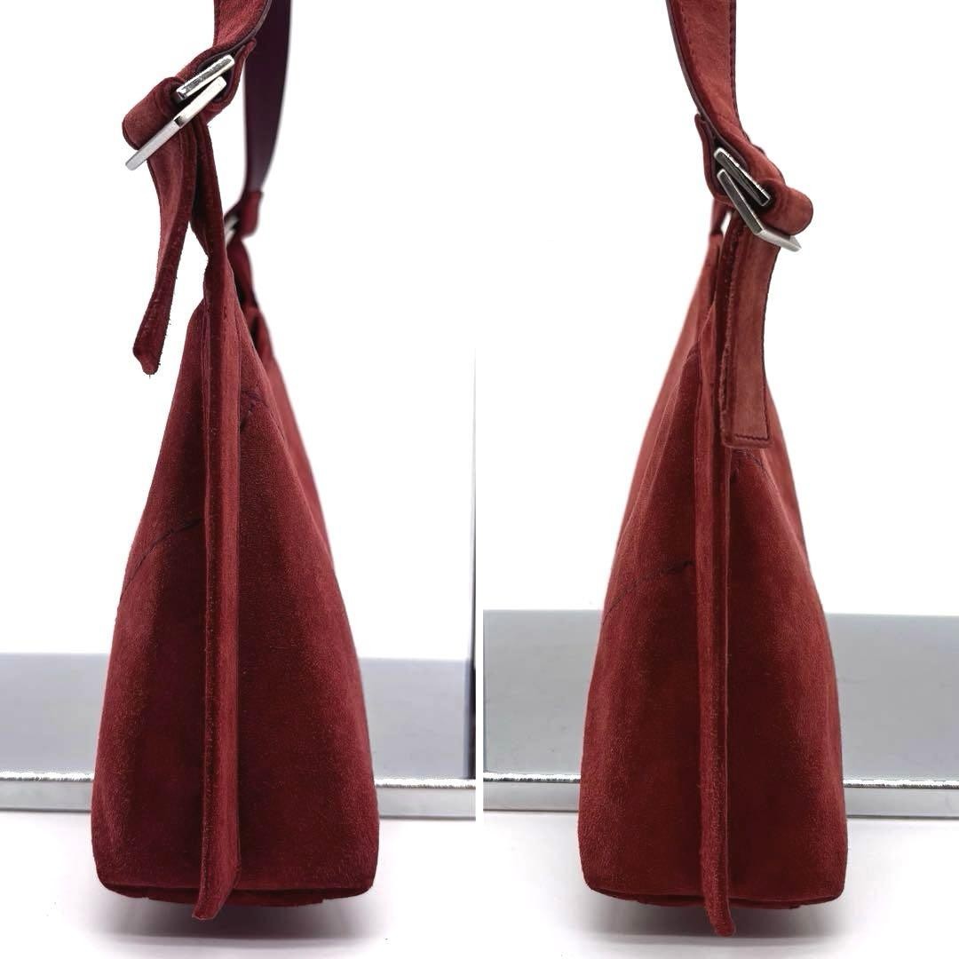 Salvatore Ferragamo Shoulder Bag Purse Suede Leather Red Authentic