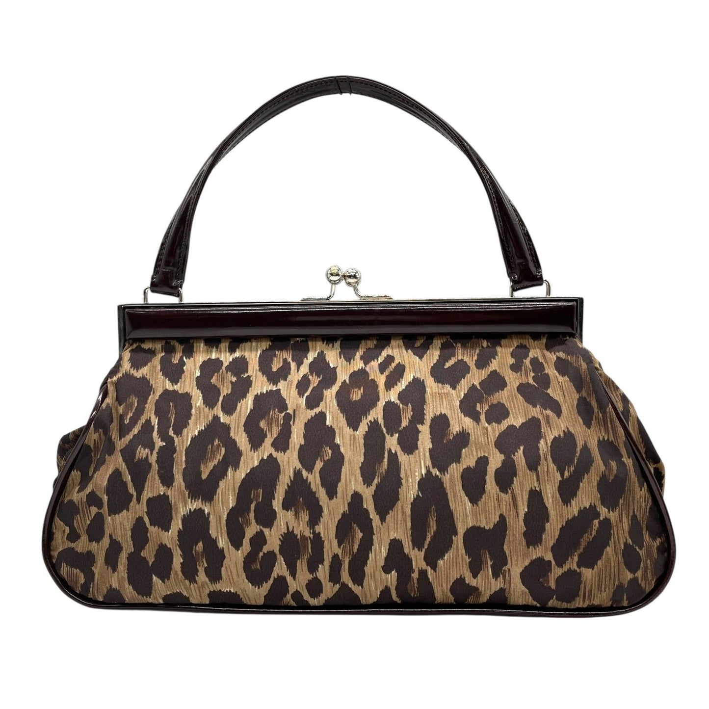 Dolce & Gabbana Hand Bag Tote Purse Leopard Nylon Patent Leather Beige Brown