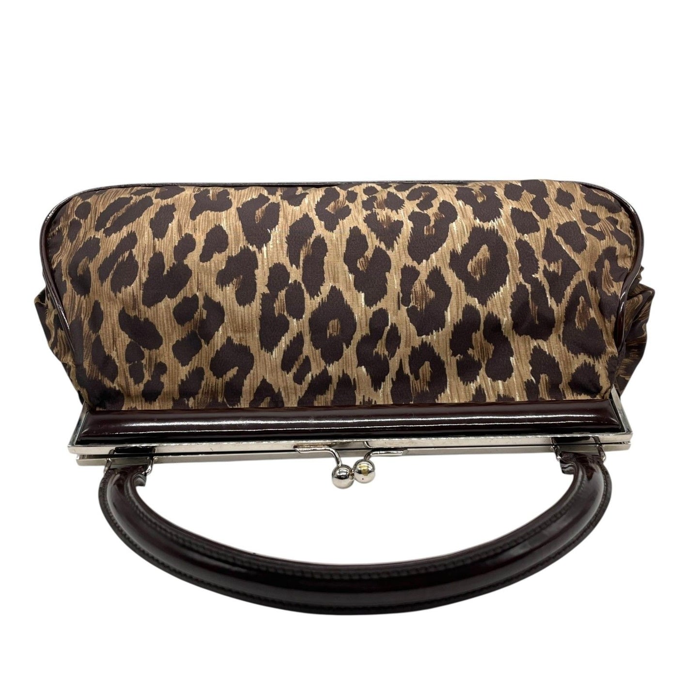 Dolce & Gabbana Hand Bag Tote Purse Leopard Nylon Patent Leather Beige Brown
