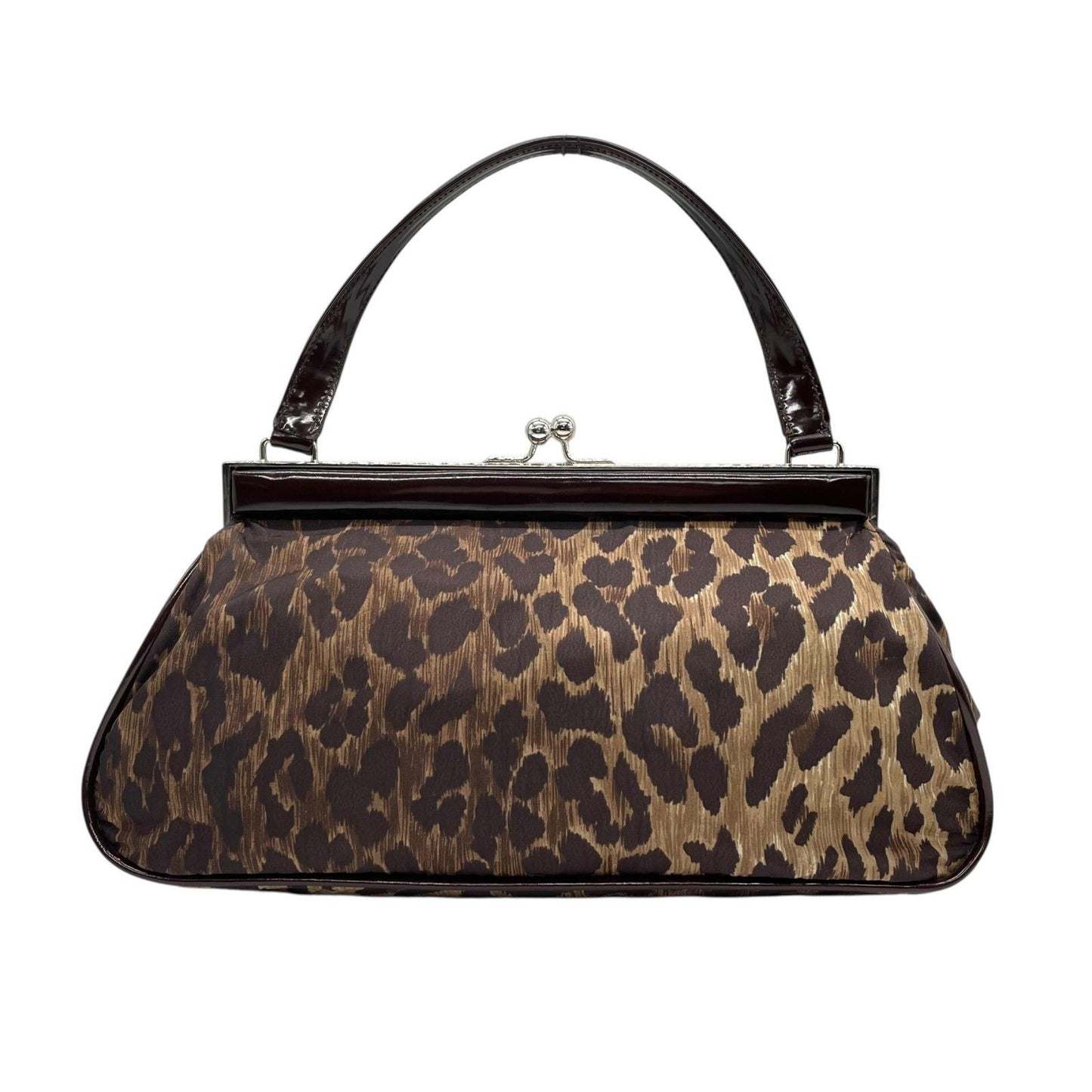 Dolce & Gabbana Hand Bag Tote Purse Leopard Nylon Patent Leather Beige Brown