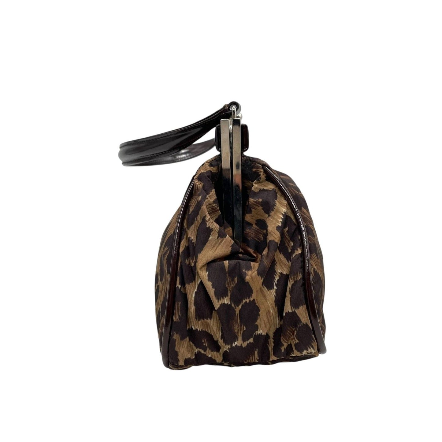 Dolce & Gabbana Hand Bag Tote Purse Leopard Nylon Patent Leather Beige Brown
