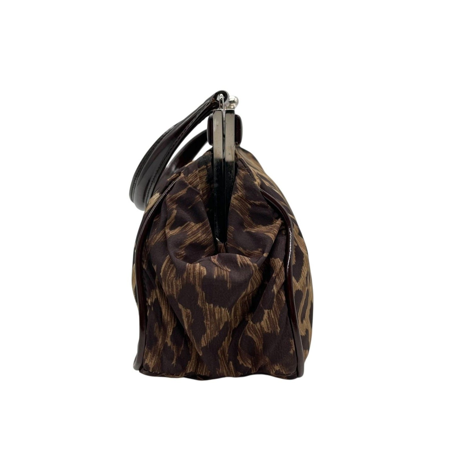 Dolce & Gabbana Hand Bag Tote Purse Leopard Nylon Patent Leather Beige Brown