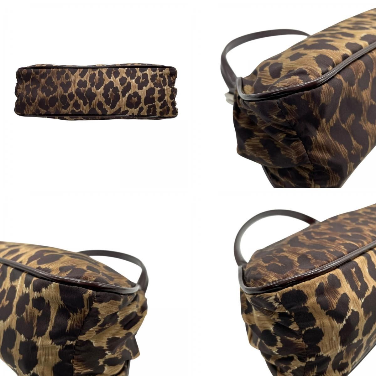 Dolce & Gabbana Hand Bag Tote Purse Leopard Nylon Patent Leather Beige Brown