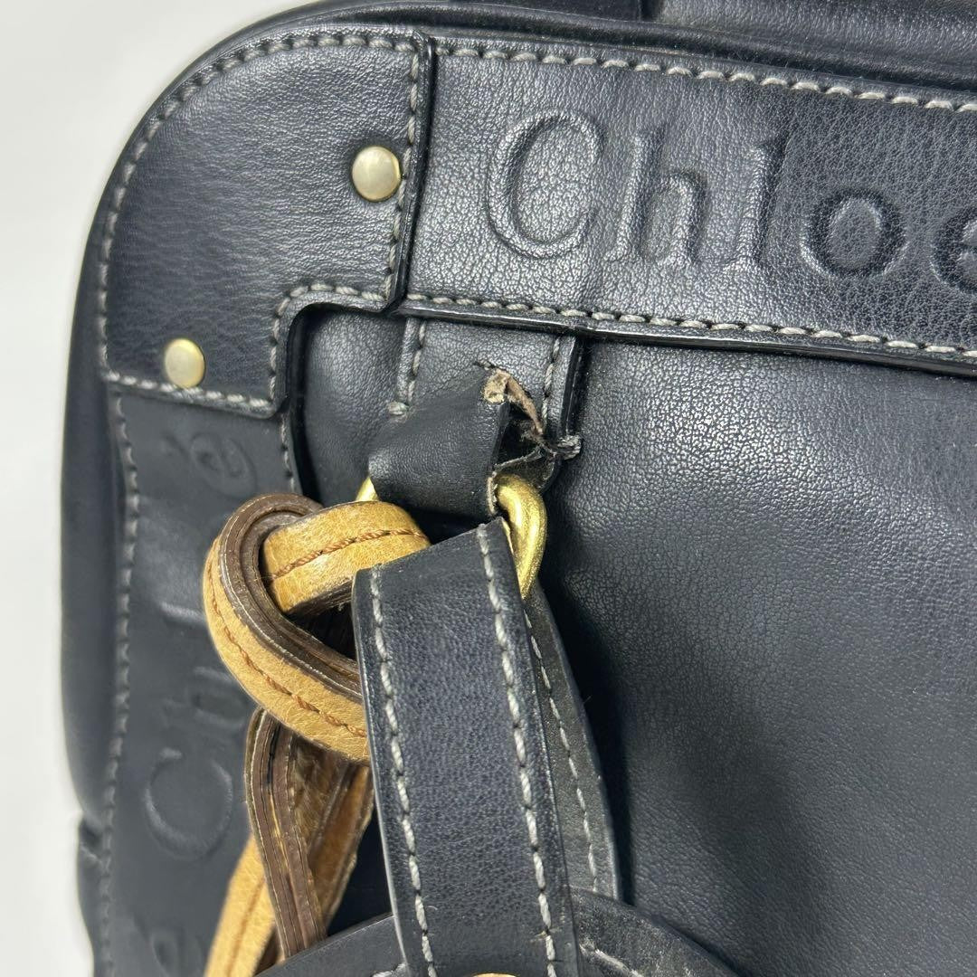 Chloe Boston Bag Hand Bag Tote Purse Eden Leather Black Authentic