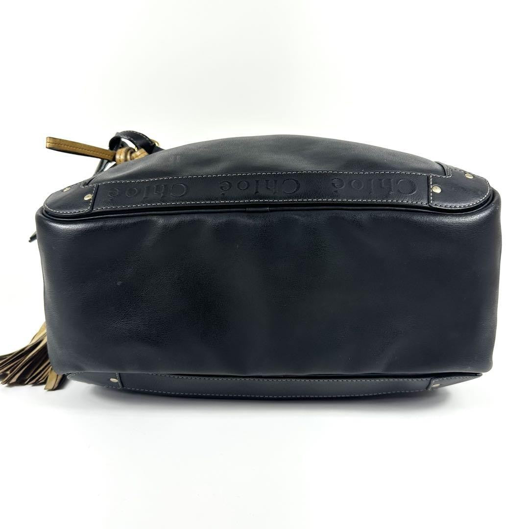 Chloe Boston Bag Hand Bag Tote Purse Eden Leather Black Authentic