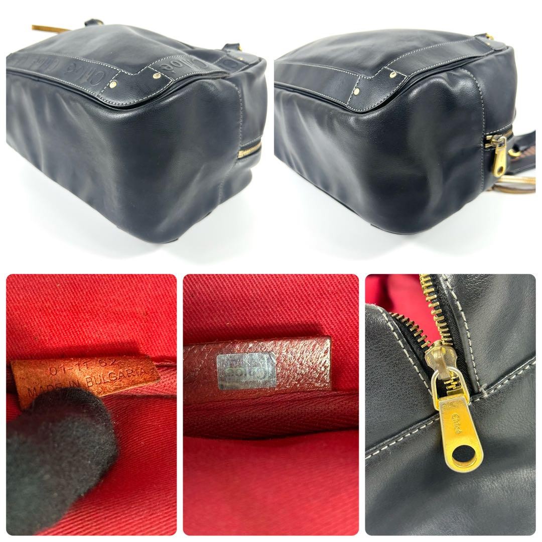 Chloe Boston Bag Hand Bag Tote Purse Eden Leather Black Authentic