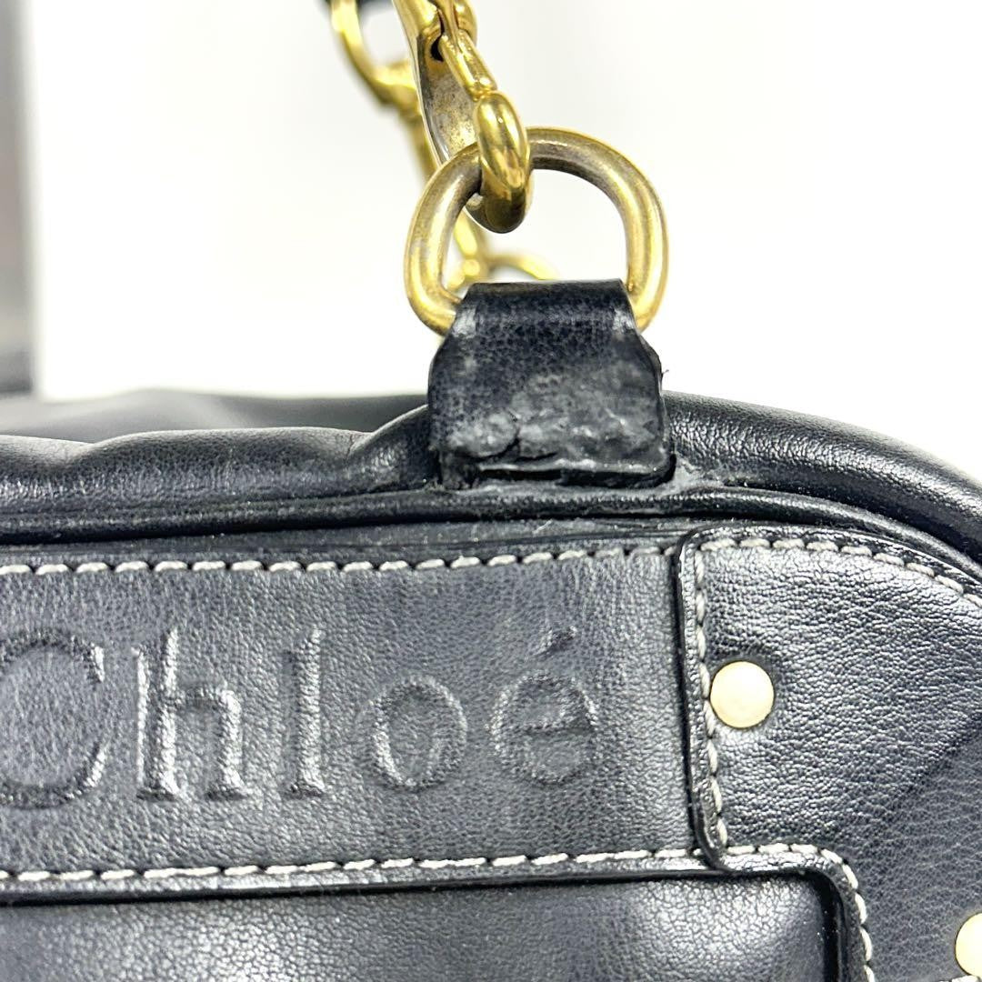 Chloe Boston Bag Hand Bag Tote Purse Eden Leather Black Authentic