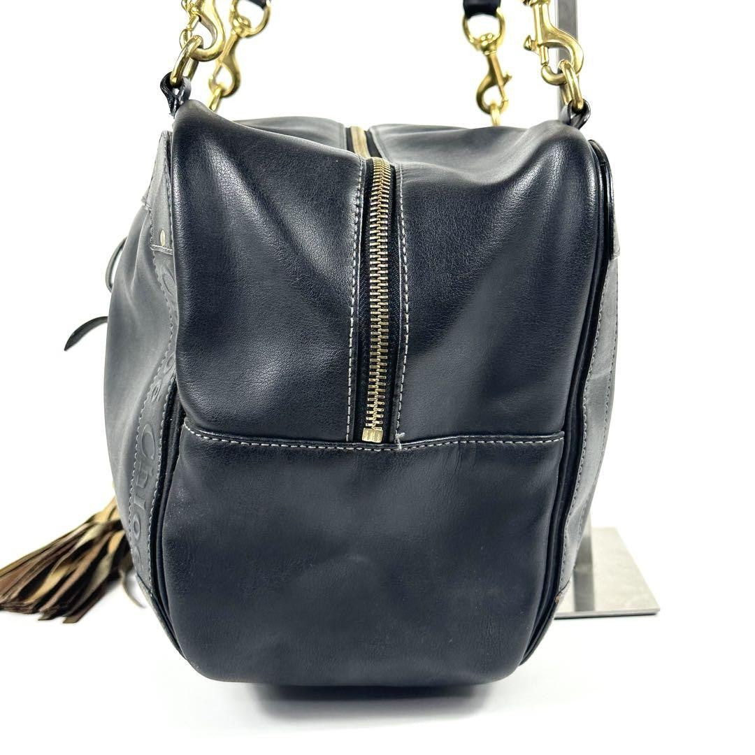 Chloe Boston Bag Hand Bag Tote Purse Eden Leather Black Authentic