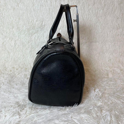 Longchamp Mini Boston Bag Hand Bag Tote Purse Leather Black Authentic