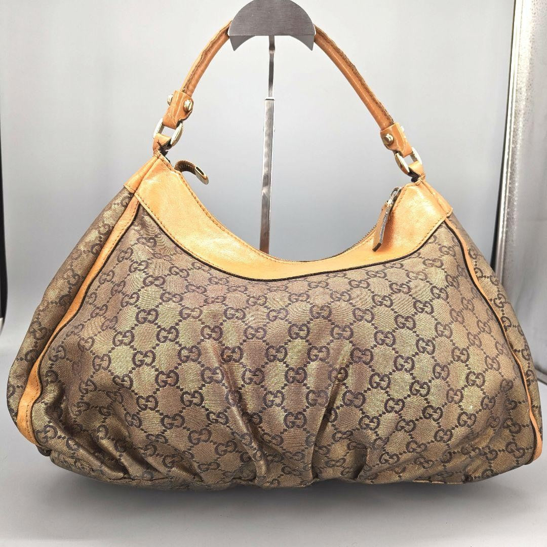 GUCCI Shoulder Bag Purse GG Canvas Leather Brown Beige uthentic