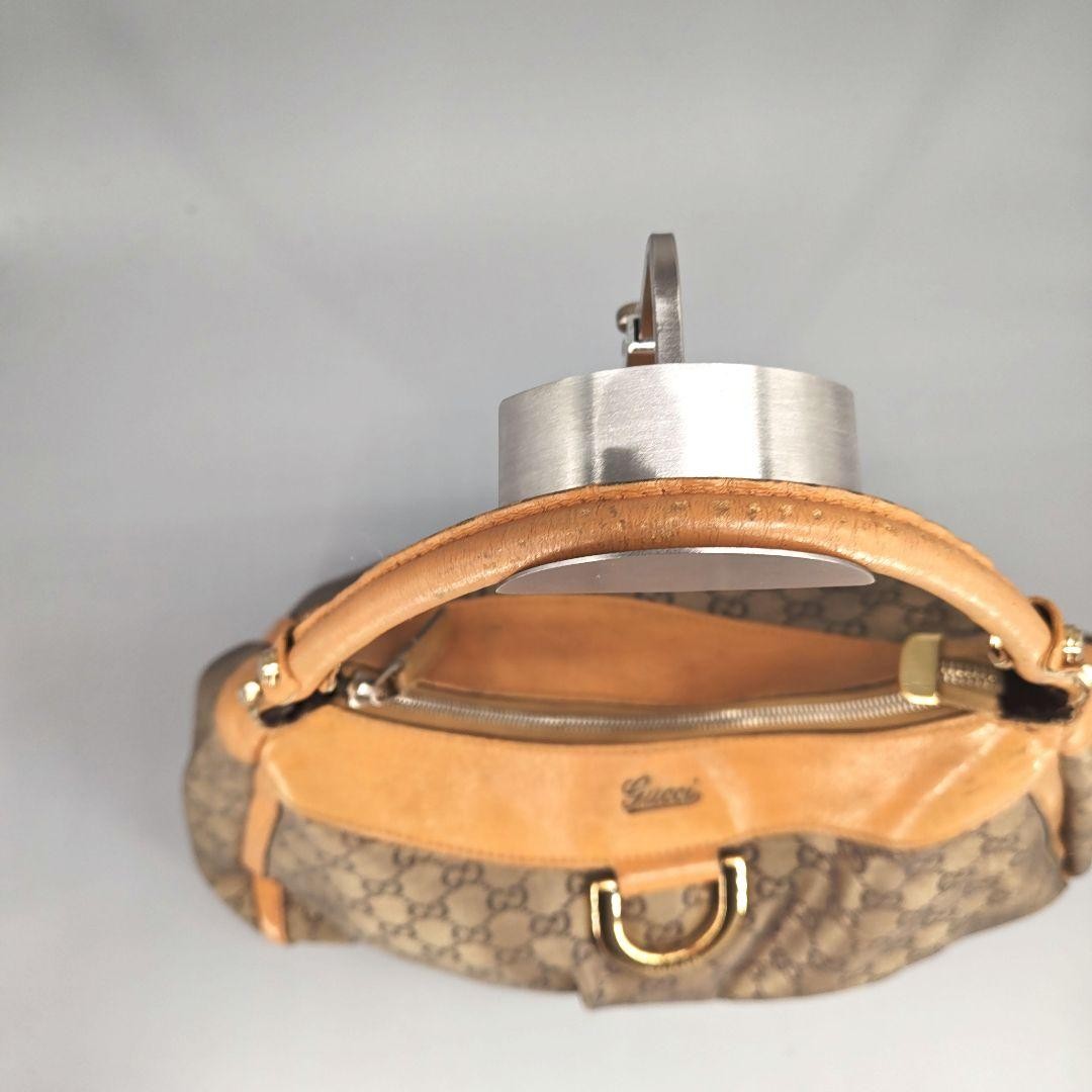 GUCCI Shoulder Bag Purse GG Canvas Leather Brown Beige uthentic