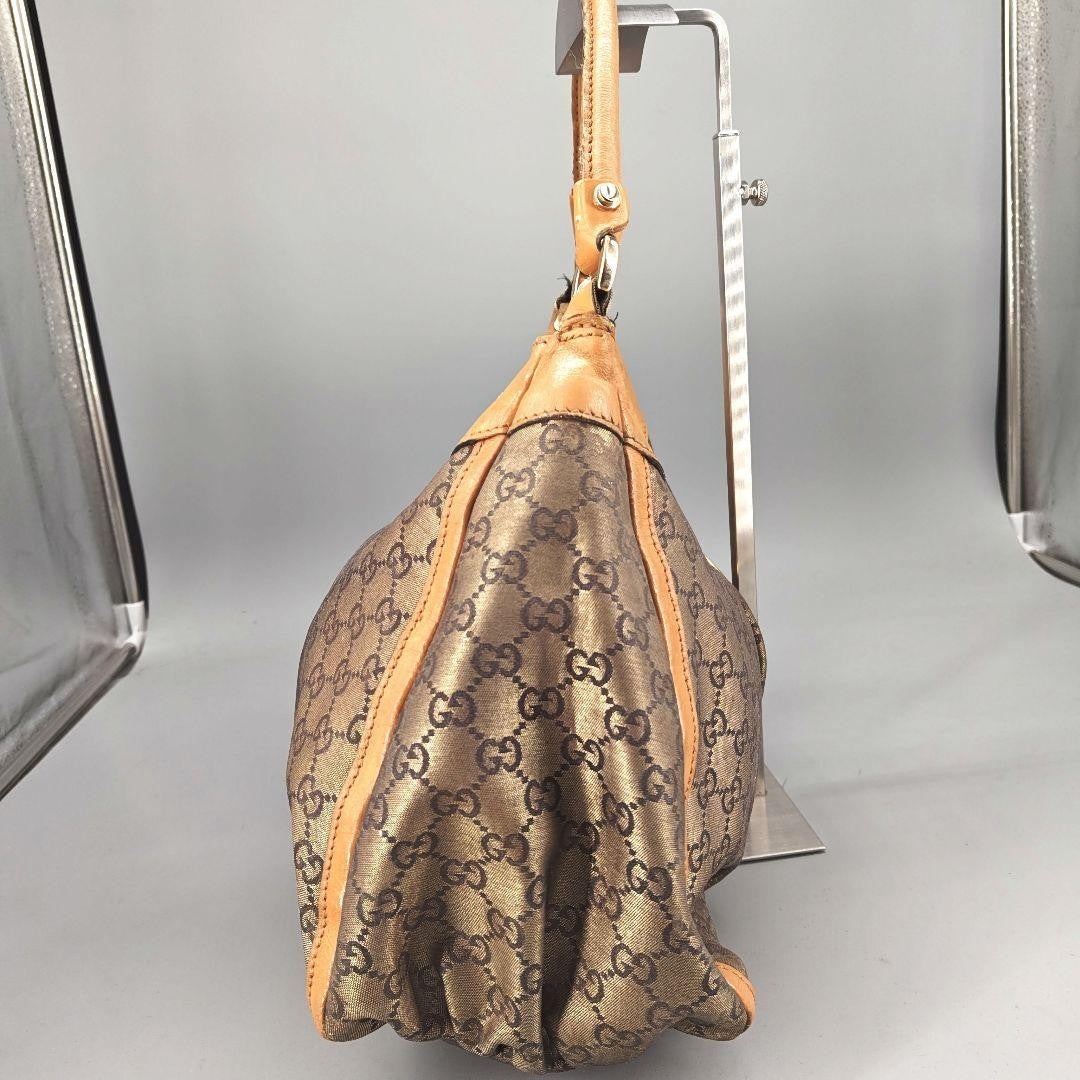 GUCCI Shoulder Bag Purse GG Canvas Leather Brown Beige uthentic